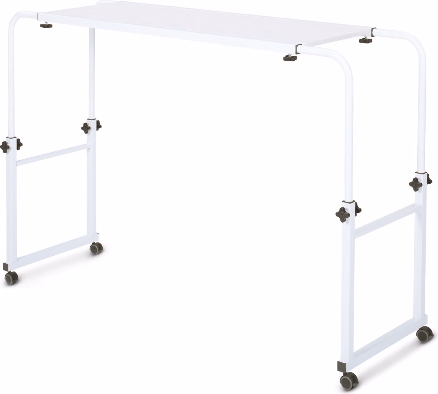 ELONEO Tavolino da letto su ruote regolabile in altezza/larghezza, tavolino da letto, scrivania mobile, tavolino da cura, tavolino per laptop, tavolino da comodino, larghezza 119-190 cm e altezza 78-120 cm