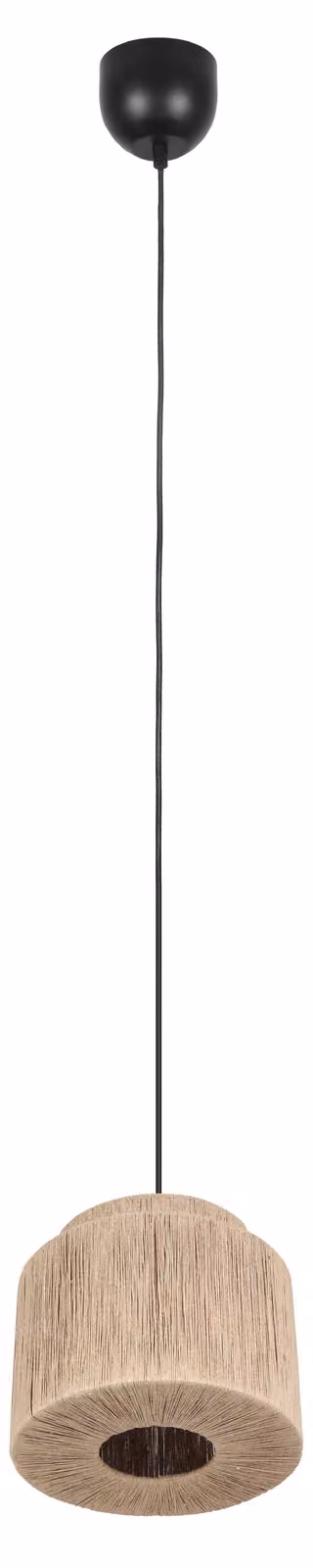 Lampade Trio - Japandi Japandi Lampada a sospensione I Lampada a sospensione I Lampada a sospensione nera con cavo marrone 31 cm - Smilla I Soggiorno I Camera da letto - Metallo rotondo - Adatta a LED E27