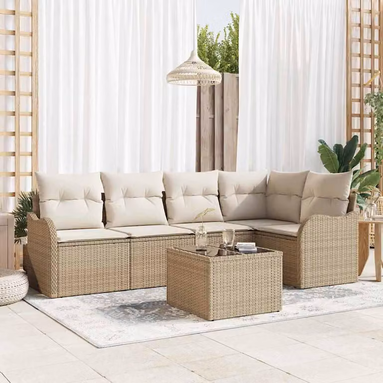 Maison Exclusive - Set Divano da Giardino 6 pcs Marrone polyrattan