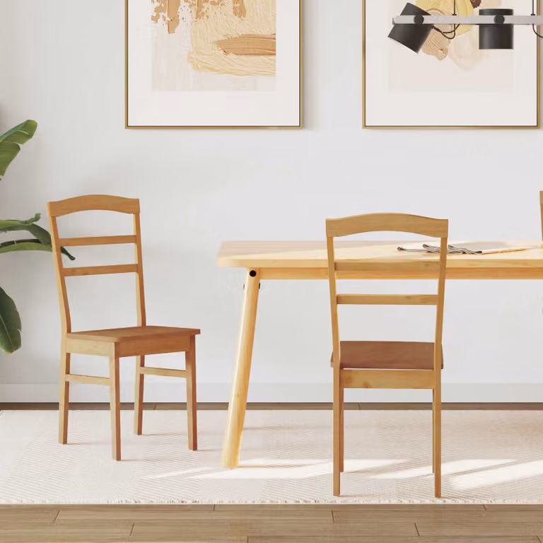 Set di 2 sedie da pranzo vidaXL in legno di gomma massiccio colore naturale e marrone