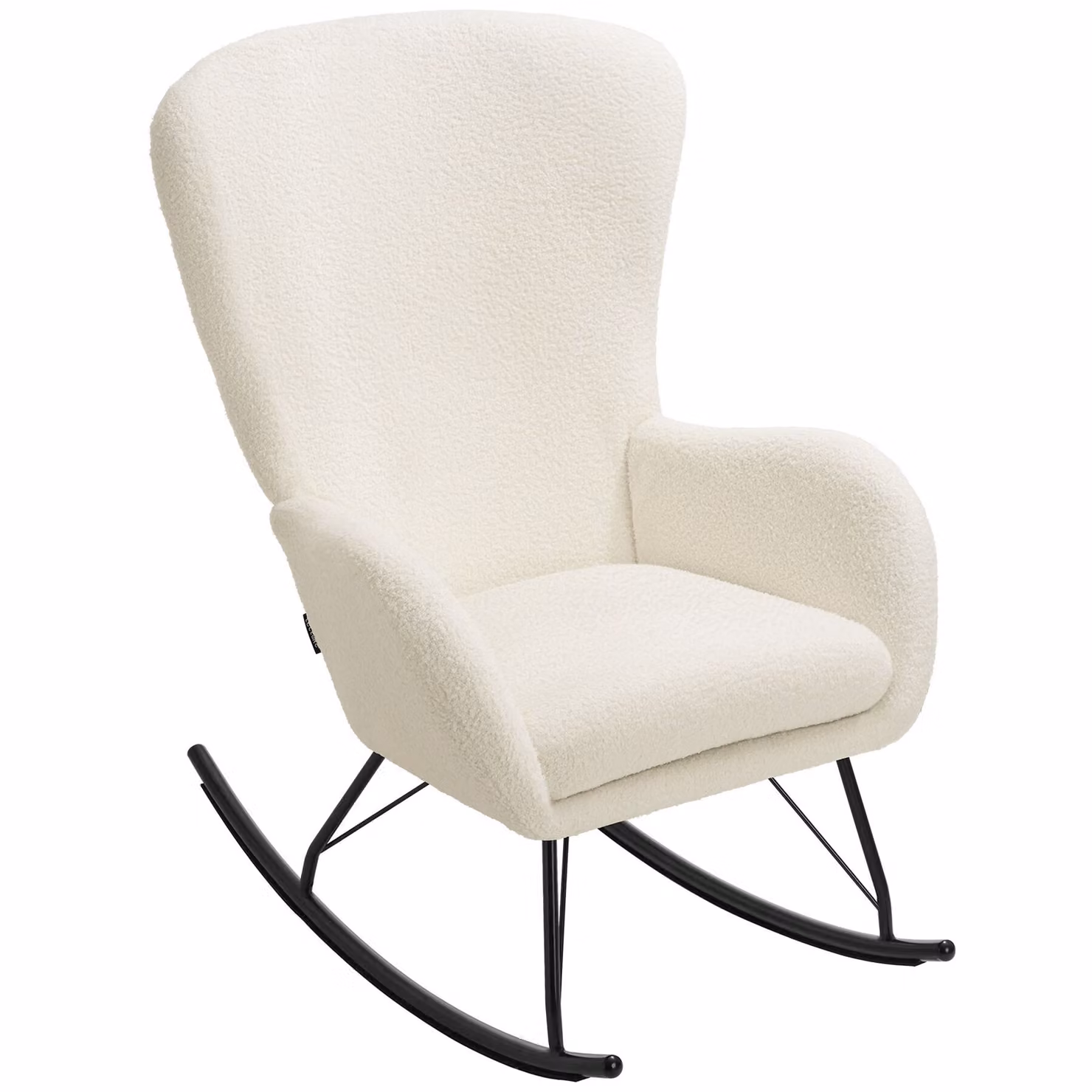 Sedia a dondolo Swing TecTake GmbH in tessuto bouclé bianco e nero con struttura in metallo e braccioli in stile scandinavo – 3