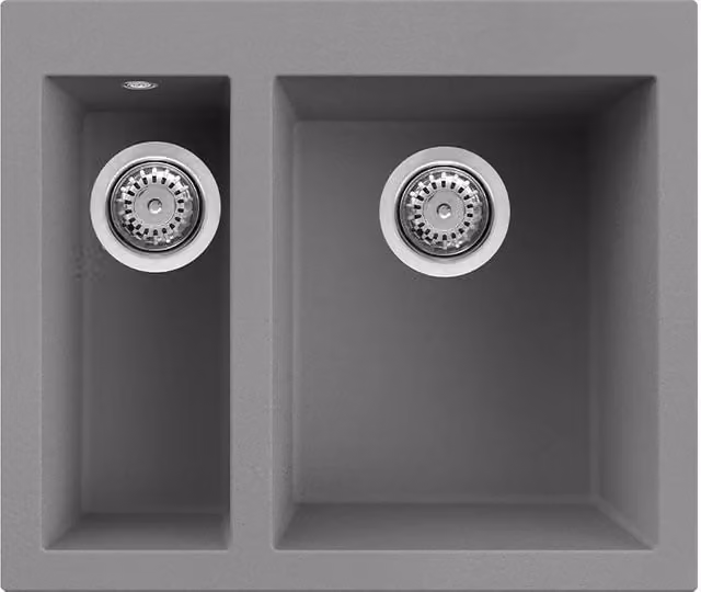 Lavello Elleci Incasso 2 vasche 59x50 Quadra 150 Metaltek Grigio Titanium LMQ15073