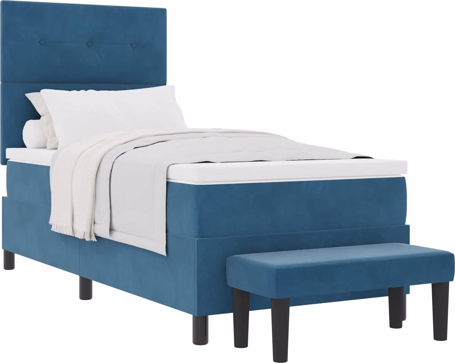 Letto a molle con cuscino Blu scuro 200 x 100 cm Velluto