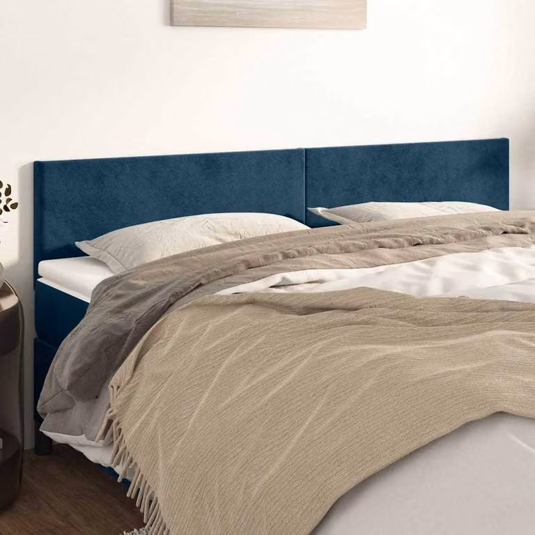 Testiera per letto vidaXL in velluto blu scuro, L: 160 cm, P: 5 cm, H: 78-88 cm