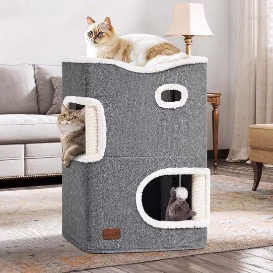 Cuccia per gatti con tiragraffi e pallina per gattini che vivono in casa