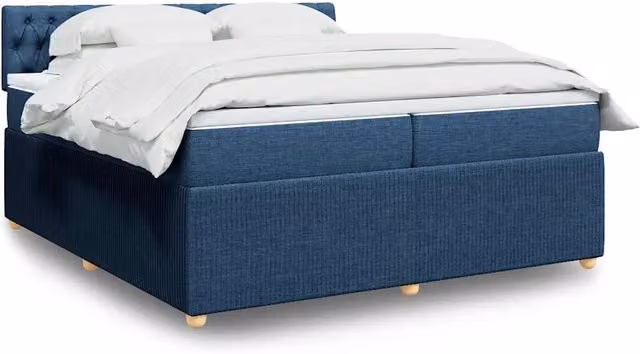 vidaXL Letto Ibrido con Materasso a Molle Insacchettate Blu e Bianco, L/P: 200 x 200 cm – 2