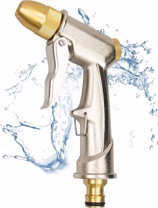 Famanu - Doccia da giardino - 100% metallo - Pistola a spruzzo per giardino ad alta pressione - Getto d'acqua regolabile