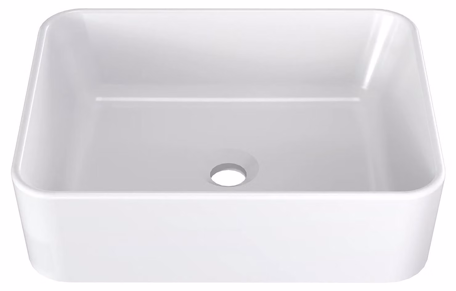 Lavabo da bagno in Vetroceramica - Lavabo da appoggio rettangolare - Da appoggio - Capacità 12 l - Senza foro per rubinetto - Bianco