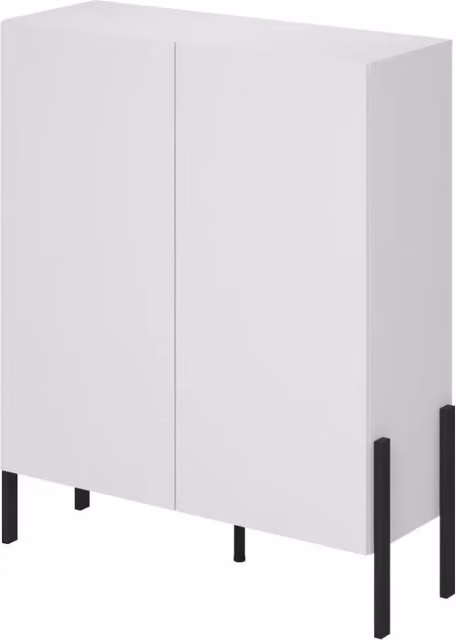 Armadio SALMA 2 porte Push-to-Open – Bianco super opaco & nero opaco.