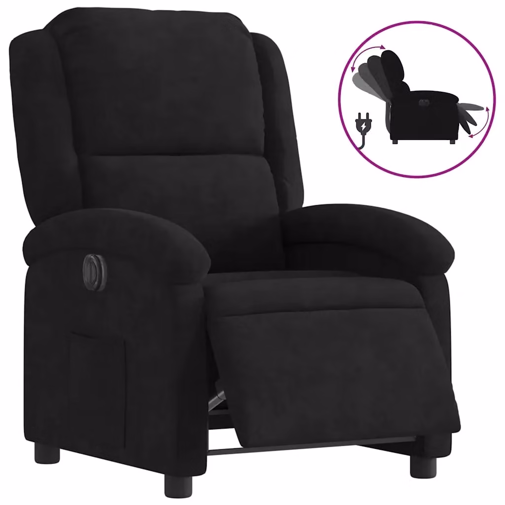 vidaXL Poltrona Elettrica Reclinabile Nera in Tessuto Velvet con Braccioli – 2