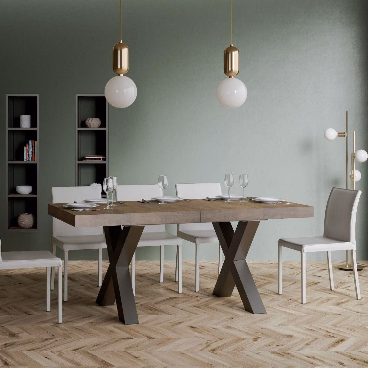 ITAMOBY - Tavolo allungabile 200/460x90 cm Traffic noce gambe antracite