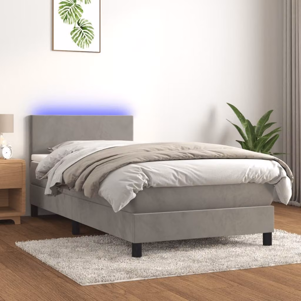 Maison Exclusive - Letto a Molle con Materasso e LED Grigio Chiaro 100x200 cm Velluto