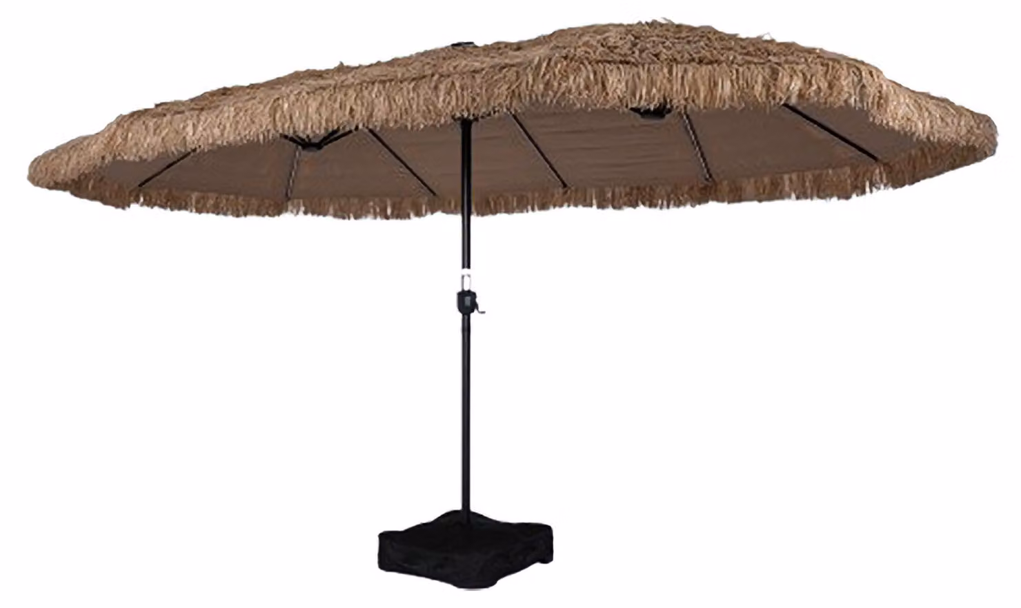 KOMFOTTEU, ombrellone da spiaggia hawaiano, diametro 450 cm, ombrellone in paglia con supporto e sacchi di sabbia riempibili, ombrellone da spiaggia con 12 stecche in metallo, ombrellone da giardino portatile, ideale per l'uso in giardino