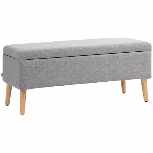 HOMCOM Panca contenitore imbottita, gambe in legno, 110x39x45cm, Grigio