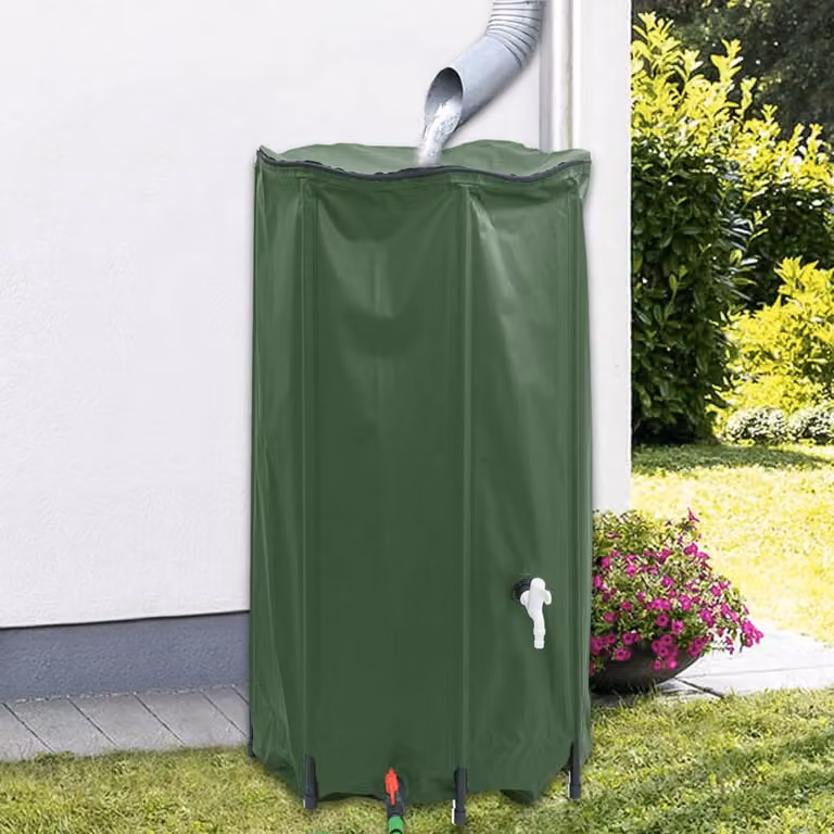 Serbatoio per acqua vidaXL in PVC verde con rubinetto e filtro, capacità 380 l