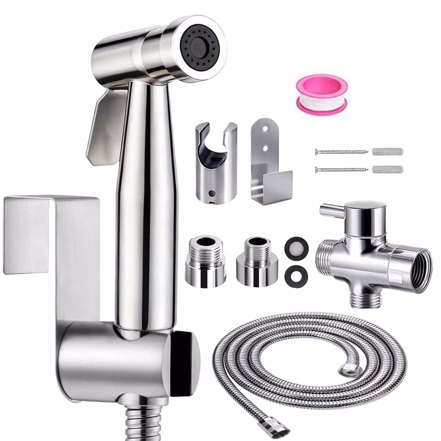 Inovra - Set di doccette per bidet, realizzate in acciaio inossidabile di alta qualità, con valvola da G1/2 di pollice e ugello per bidet da G3/8", ideali per la doccia, il bagno, l'igiene personale, la pulizia intima e la pulizia dei pannolini