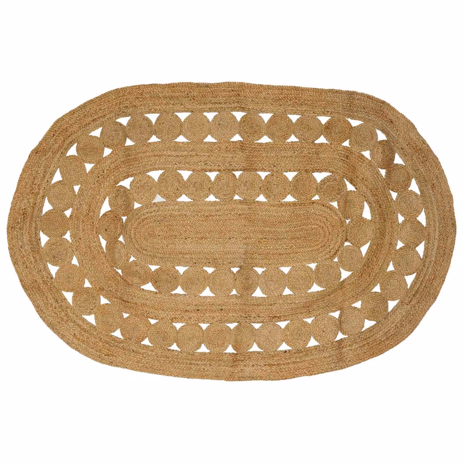 Tappeto da area rettangolare in juta vidaXL, stile moderno e astratto, beige e marrone, L: 205 cm, P: 305 cm