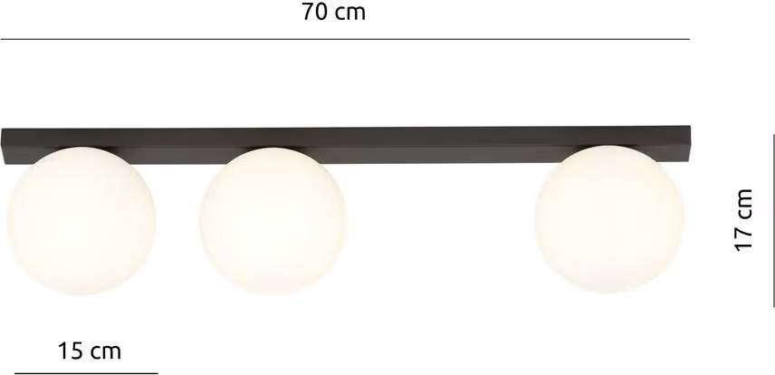 Lampada da soffitto Emibig 3xE14 40W FIT 3 NERO/OPAL 1124/3