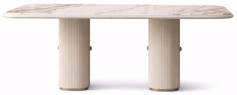 Elegante tavolo da pranzo: tavolo con piano in marmo e raffinate gambe a colonna