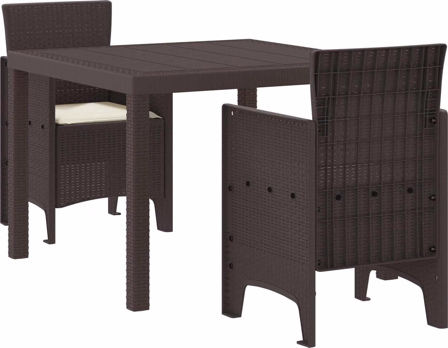 Set da Pranzo per Giardino 3 pcs Marrone Polipropilene