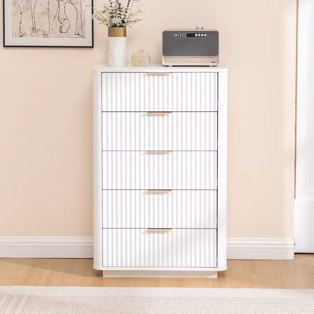 Cassettiera Mivray in MDF bianca con guide soft close e design moderno