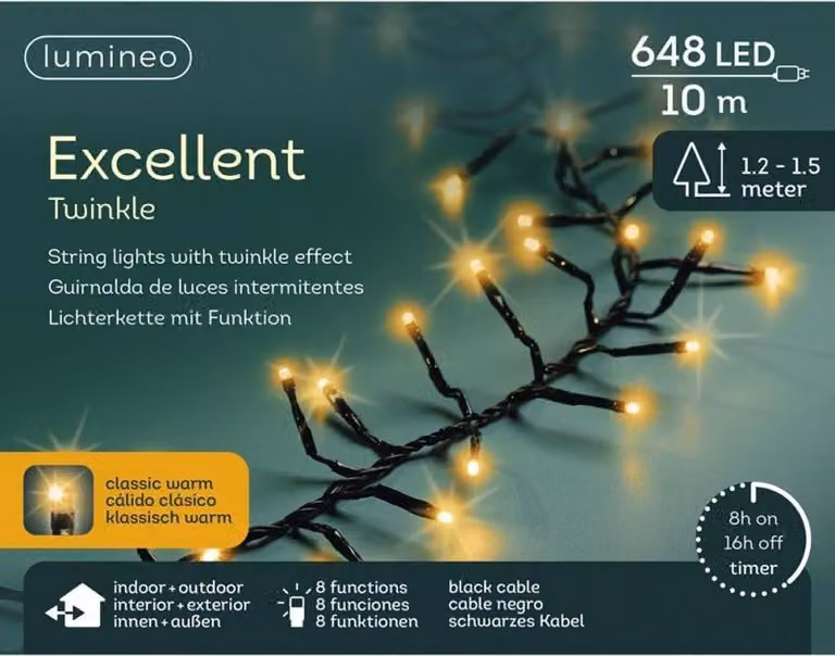 Ghirlanda luminosa Lumineo EXCELLENT TWINKLE 648 LED 10 m, luce calda classica