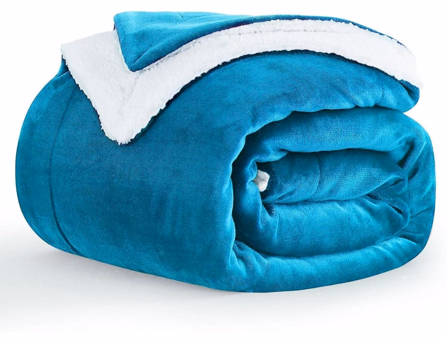 Coperta in pile sherpa, colore petrolio, 150x200 cm