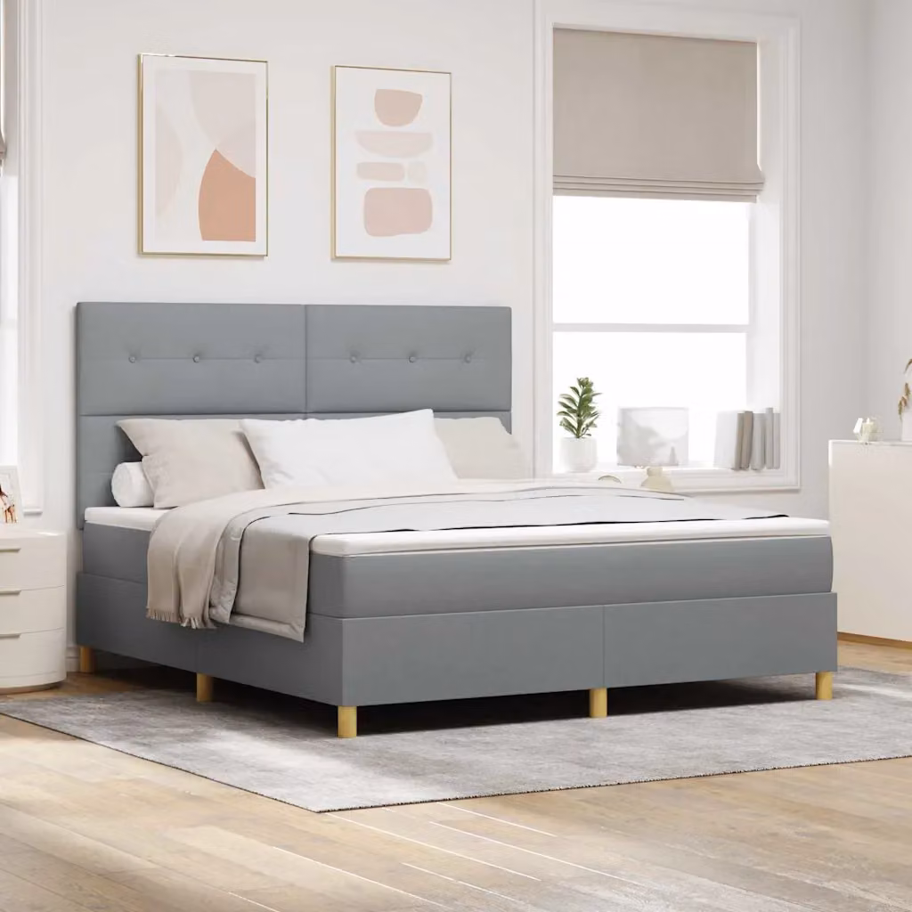 Letto a molla con illuminazione LED vidaXL in tessuto grigio, L/P/H: 180 x 200 x 28 cm – 1