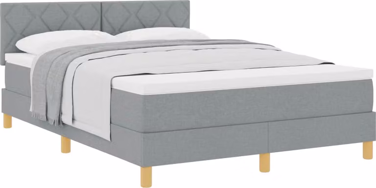 Letto a molle con materasso grigio chiaro 140 x 190 cm in tessuto