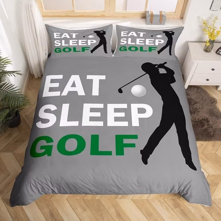 Set di lenzuola e copripiumino a tema golf, ideale per gli appassionati di sport