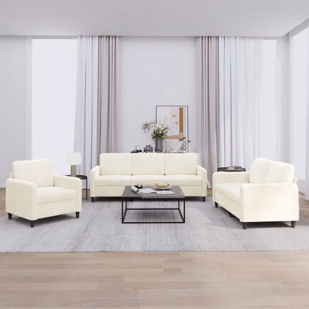 Set di divani 3 pezzi vidaXL in velluto beige con design moderno per il tuo soggiorno