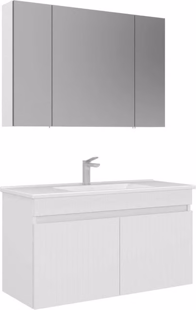 Set mobile lavabo con specchio Hanah Home Tivoli 100 in finitura bianco opaco, L 100 x P 45 x H 66 cm – 1