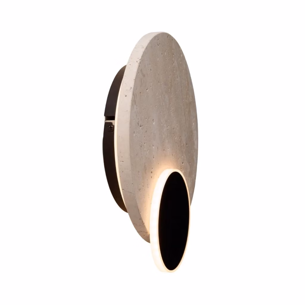 Applique rotonda Maxlight in pietra e metallo con LED da 10W, colore nero e beige – 2
