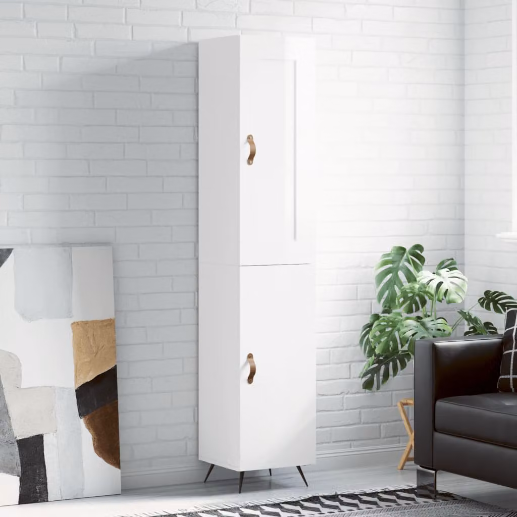 Credenza moderna vidaXL in legno e MDF bianco lucido L/P/H: 34,5 x 34 x 180 cm