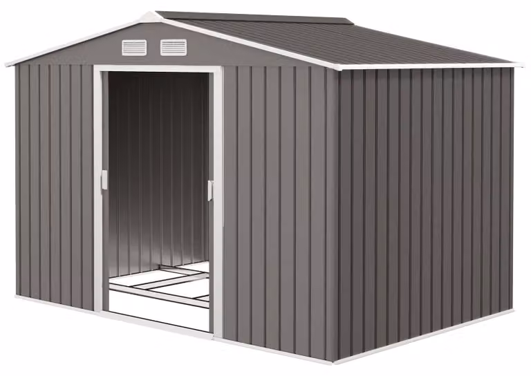 Outsunny capanno per attrezzi Capanno da giardino grigio 277 x 195 x 192 cm