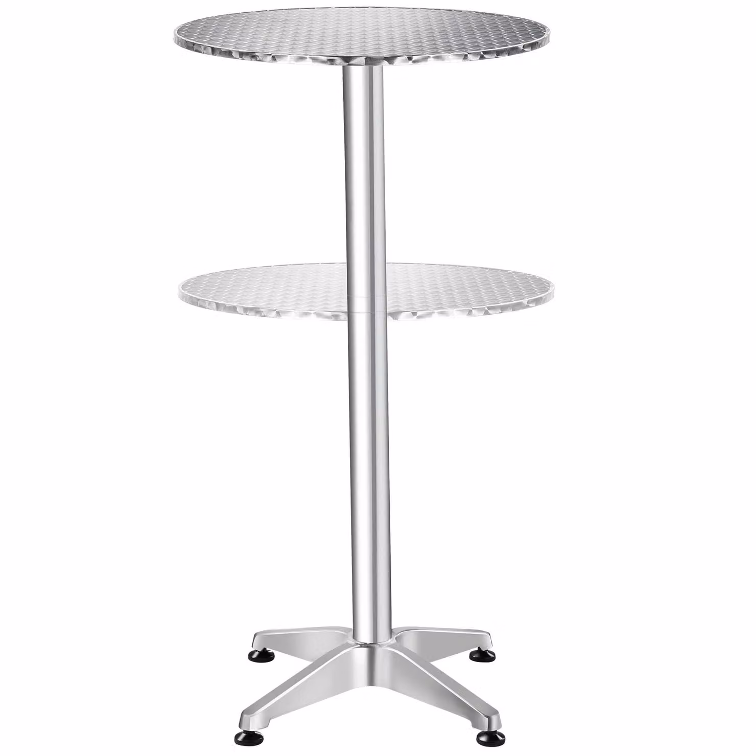 Tavolino da bistrot rotondo tectake in acciaio inossidabile e MDF laminato argento, regolabile in altezza e pieghevole, Diametro: 60 cm, Altezza: 67-115 cm – 2