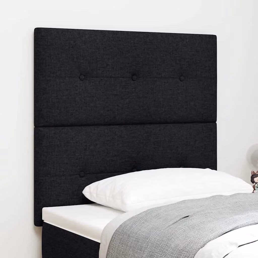 Testiera regolabile in altezza vidaXL in tessuto nero con struttura in legno di pino, Larghezza: 80 cm