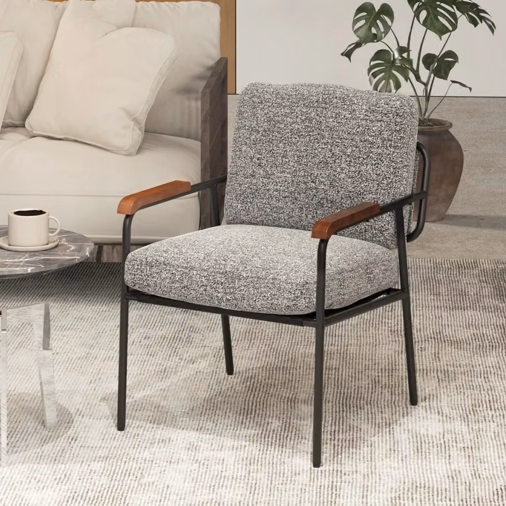 Poltrona moderna Design Mania con sedile e cuscino imbottiti, Grigio e Nero – 2