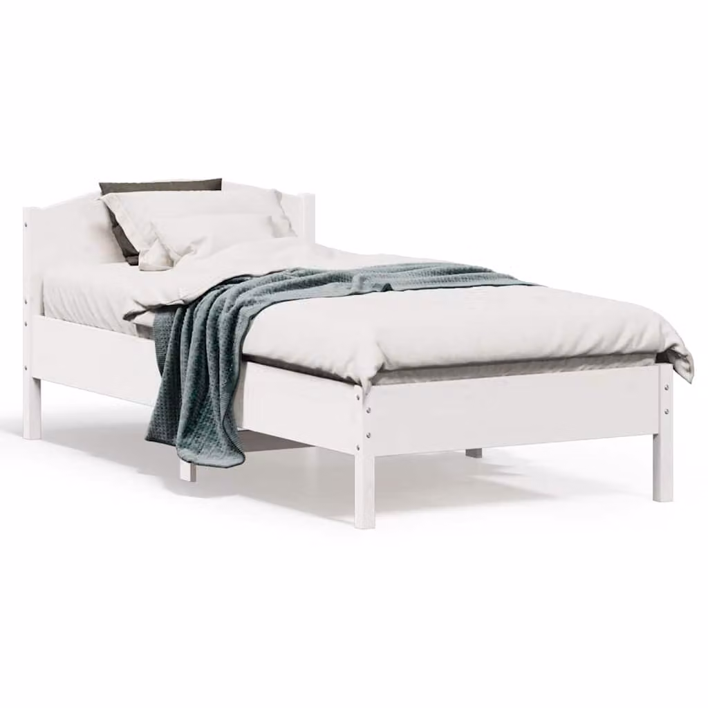 Letto in legno massello di pino bianco vidaXL con doghe piatte fisse L/P/H: 190 x 80 x 74,5 cm
