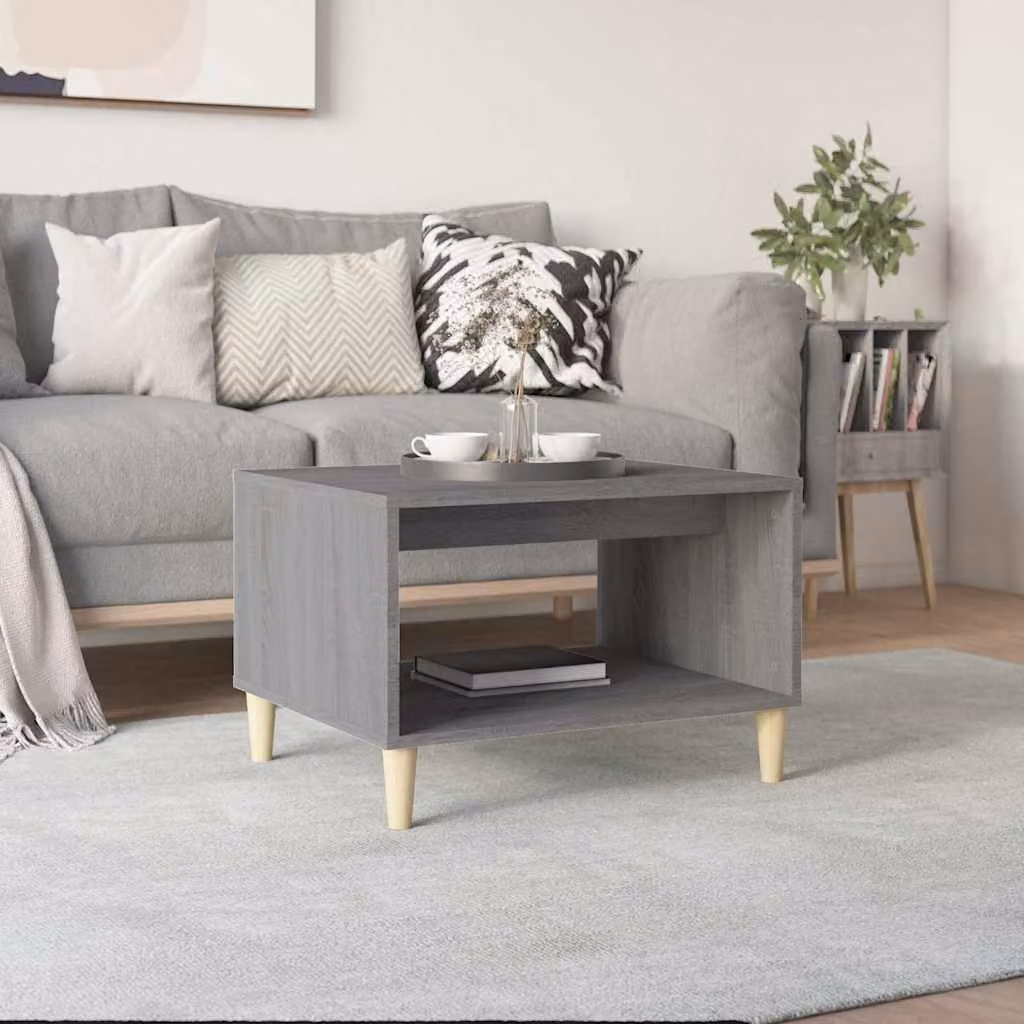 vidaXL Tavolino da Salotto Moderno in Legno Grigio L: 60 cm, P: 50 cm, H: 40 cm