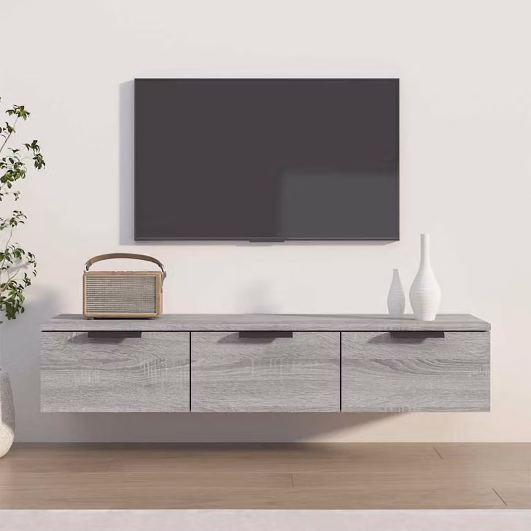 Armadietto a muro moderno vidaXL in legno MDF grigio opaco L 102 cm x P 30 cm x H 20 cm