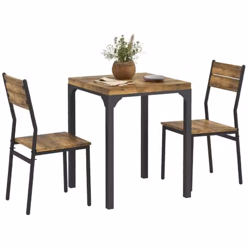 HOMCOM Set da pranzo moderno 3 pezzi per 2 salvaspazio Marrone Rustico