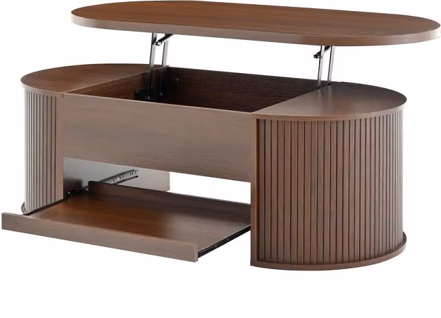 Tavolino alzabile con ripiano estraibile e piano regolabile GL Store, Marrone, L/P/H: 110 x 55,5 x 40 cm