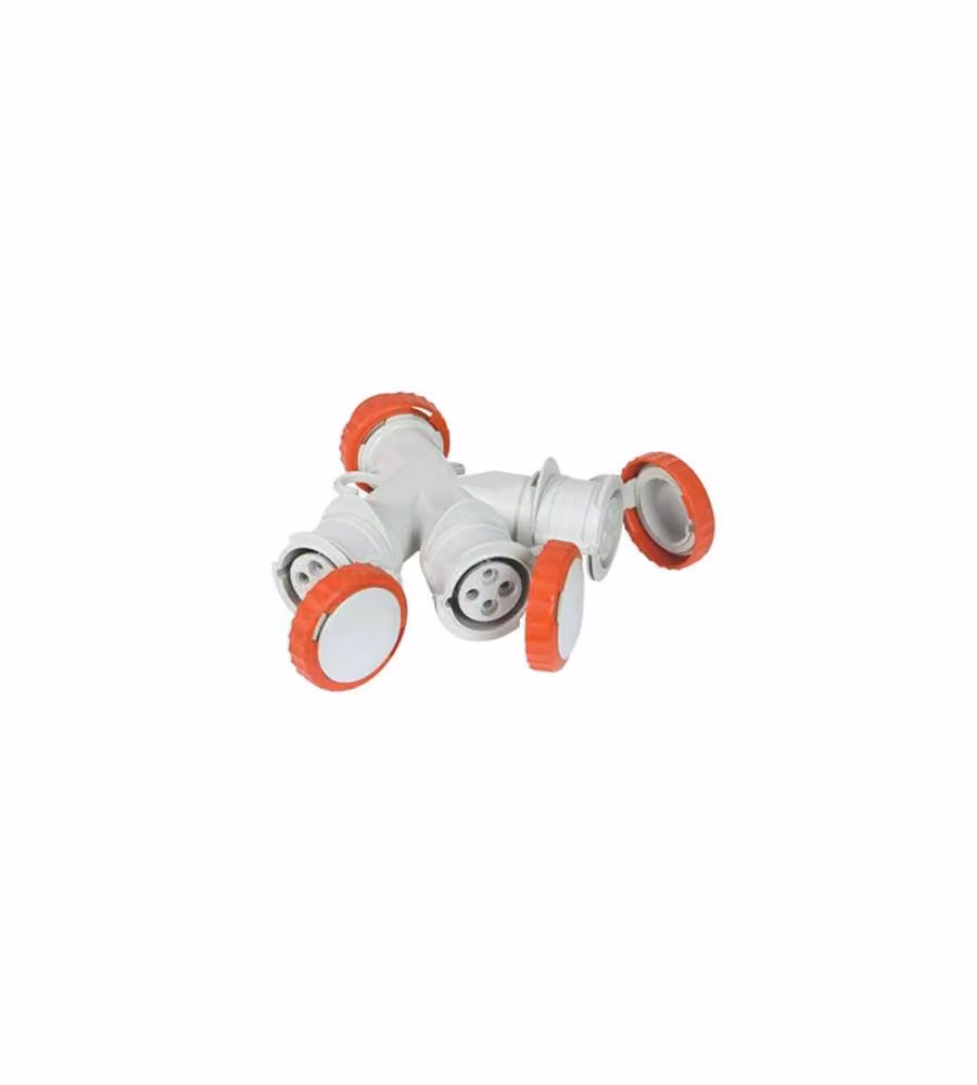 Adattatore industriale CEE 3 prese 3P+T 16A IP67 Fanton Rosso e Bianco