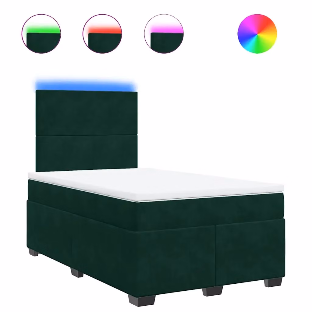 vidaXL Giroletto a Molle con Materasso in Velluto Verde Scuro, L/P/H: 120 x 200 cm – 2
