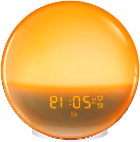 Simulatore di Alba e Tramonto Wake-up Light LED con Allarme Digitale e Luce Notturna, Bianco