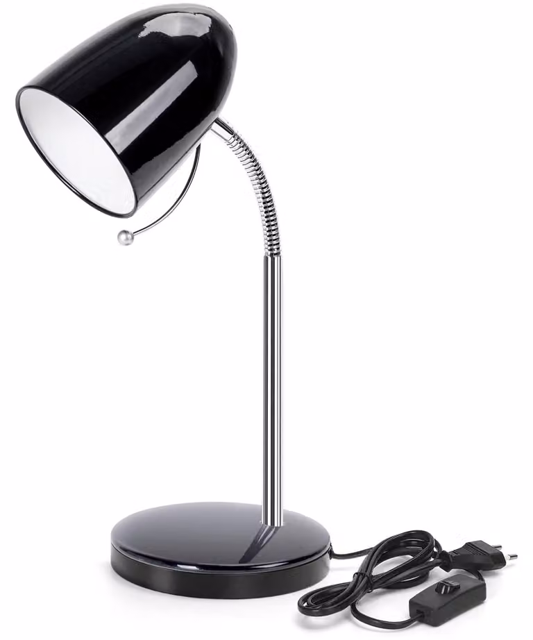Lampada da scrivania Aigostar, stile retrò, per bambini, lampada da tavolo con cavo, senza lampadina, compatibile con lampadine E27 (max 11W), lampada da scrivania con braccio in metallo flessibile, lampada da comodino, colore nero