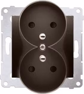 Presa Schuko doppia con otturatore per NATURE FRAMES (modulo) 16A, 250V AC, terminali a vite, bronzo opaco (metallo)