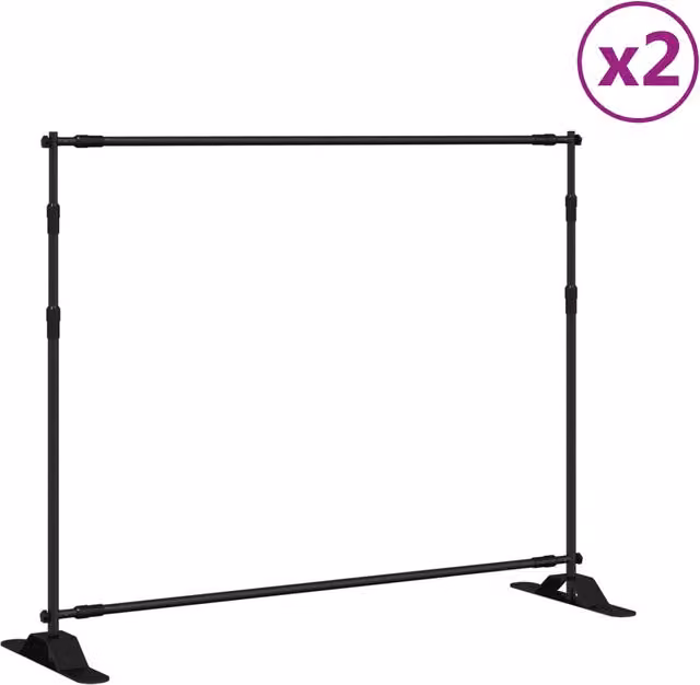 Set di 2 supporti per fondali DESIGN IN in acciaio nero, L: 254 cm, H: 243 cm, modello CFW8921292