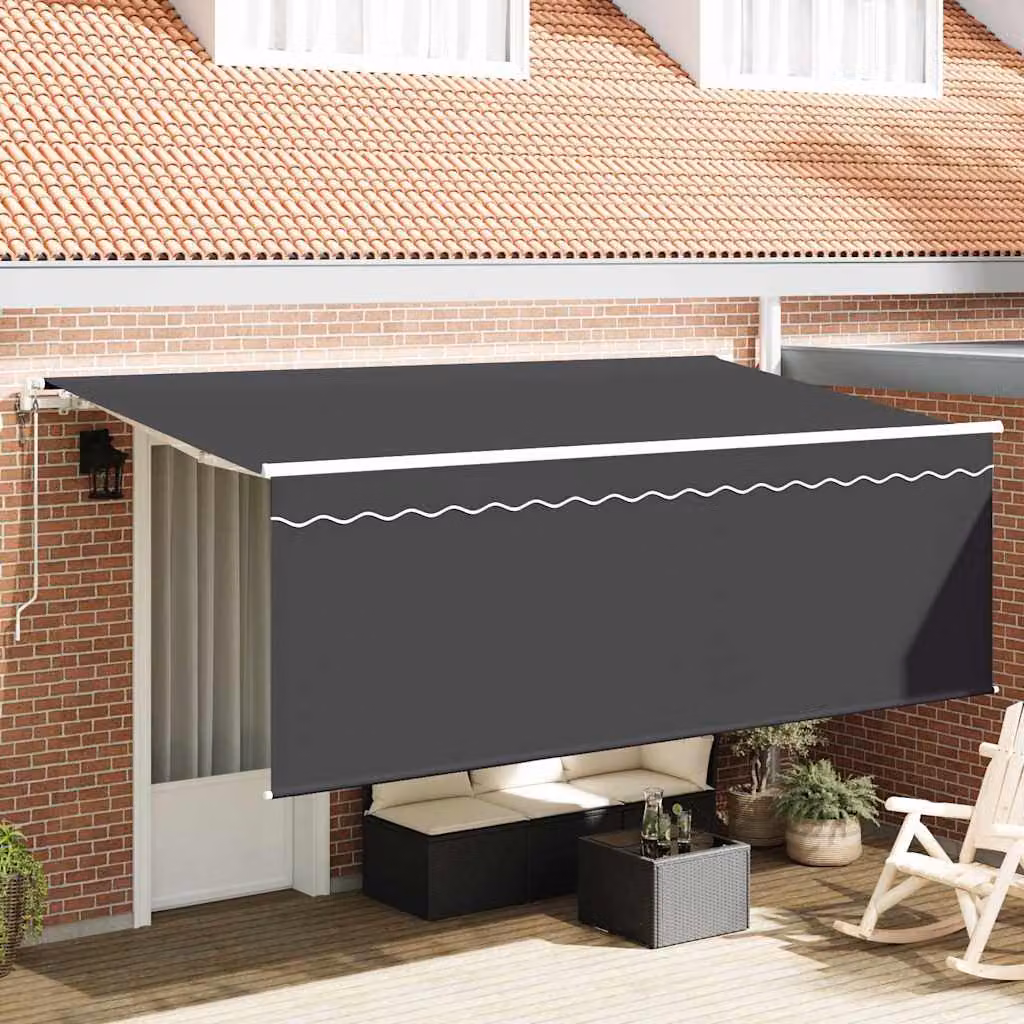 Tenda retrattile vidaXL colore antracite con bracci pieghevoli in poliestere e alluminio L: 350 cm, P: 200 cm
